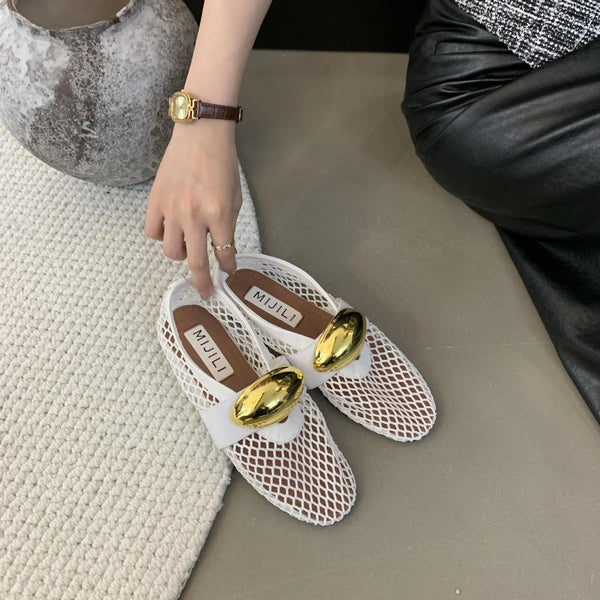 Luxe Mesh Gold Flats VIP