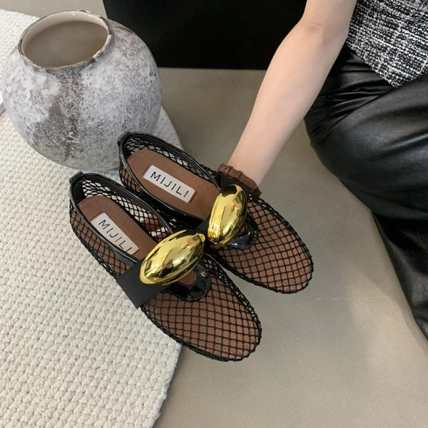 Luxe Mesh Gold Flats VIP