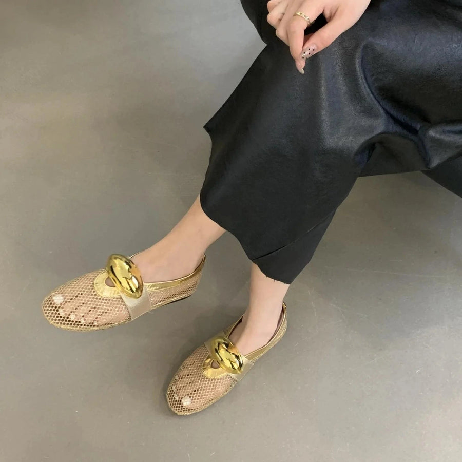 Luxe Mesh Gold Flats